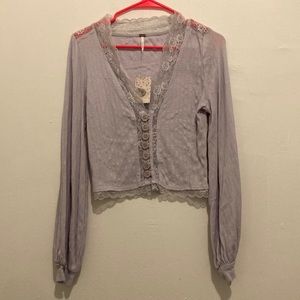 NWT Free People Barley Violet Lace Crop Top SZ S